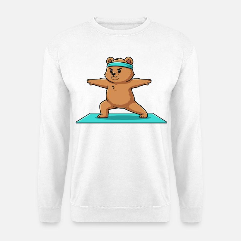 Yoga-Bär macht Krieger-Pose - Unisex Pullover - Weiß