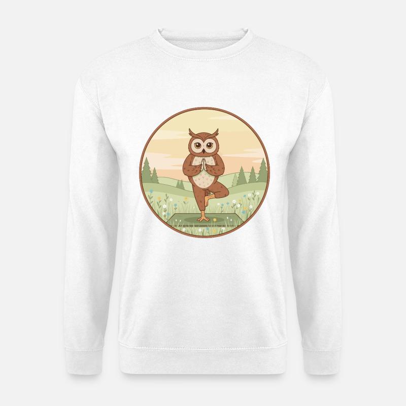 Yoga-Eulenvogel macht Baumposen-Kunst - Unisex Pullover - Weiß