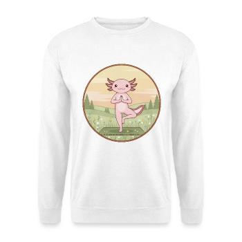 Yoga Axolotl Fish Doing Tree Pose - Unisex Sweatshirt - white - Front