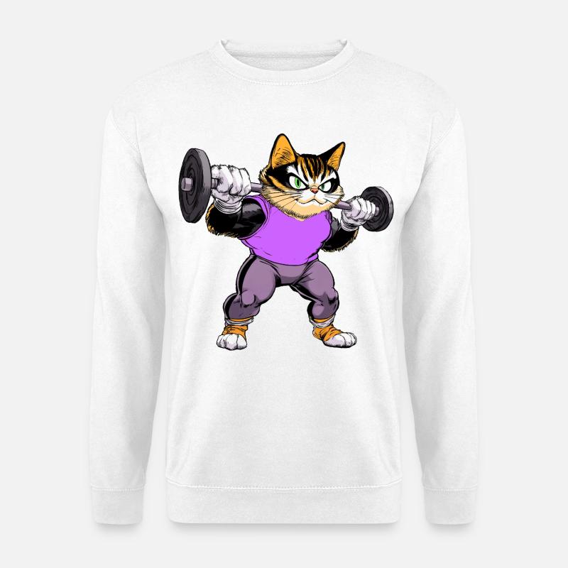 Fitness Katzen - Unisex Pullover - Weiß