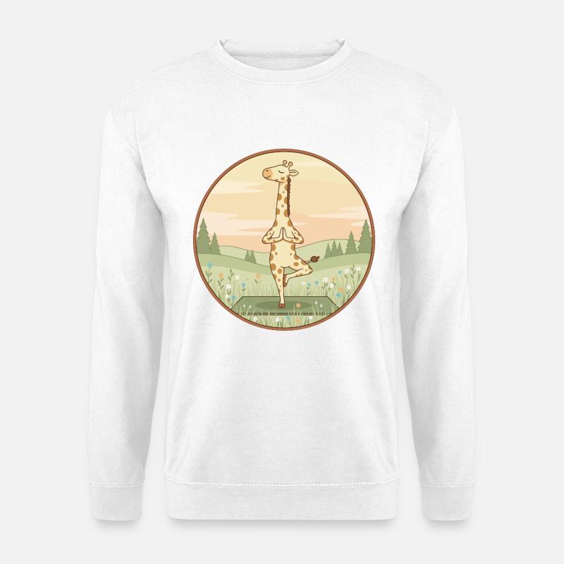 Yoga-Giraffen-Tier macht Baumpose - Unisex Pullover - Weiß