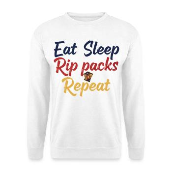 Eat Sleep Rip Packs Wiederholender Sammelkarten-Sammler - Unisex Pullover - Weiß - Vorne