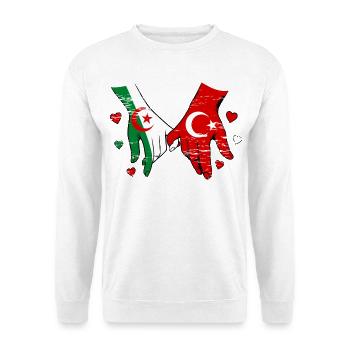Algeria Turkey Flag Hand Holding Used - Unisex Sweatshirt - white - Front