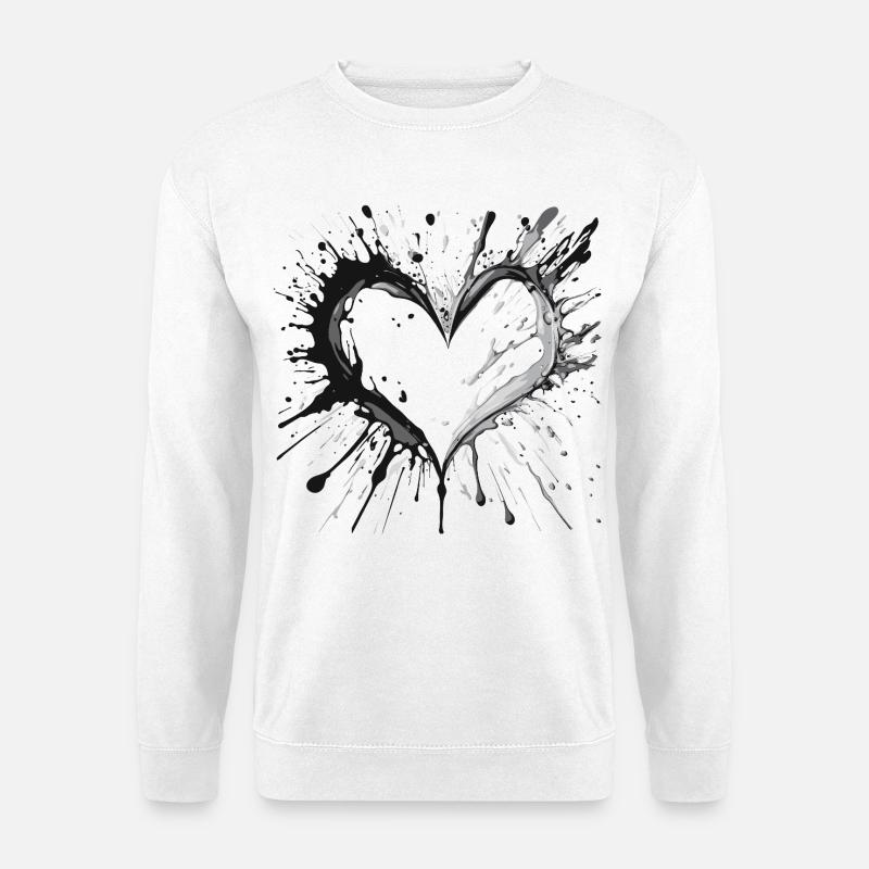 Tintenherzspritzer - Unisex Pullover - Weiß