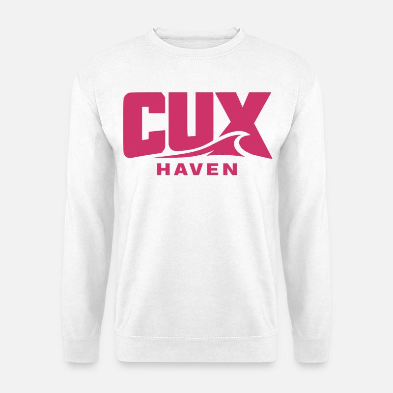 Cuxhaven Wellenlogo Pink - CUX haven - Unisex Pullover - Weiß