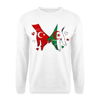 Prise de main du drapeau de la Turquie Algérie utilisée - Sweat-shirt Unisexe - blanc - Devant