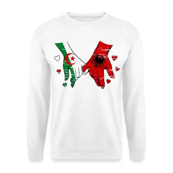 Drapeaux Algérie-Albanie Tenus par la main utilisés - Sweat-shirt Unisexe - blanc - Devant