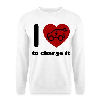Herz und Elektroauto-Liebe - Unisex Pullover - Weiß - Vorne