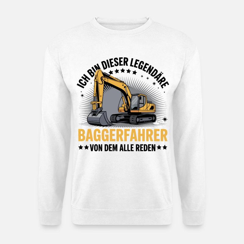 Baggerfahrer Bagger - Unisex Pullover - Weiß