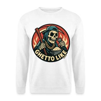 Squelette avec micro et style ghetto - Sweat-shirt Unisexe - blanc - Devant