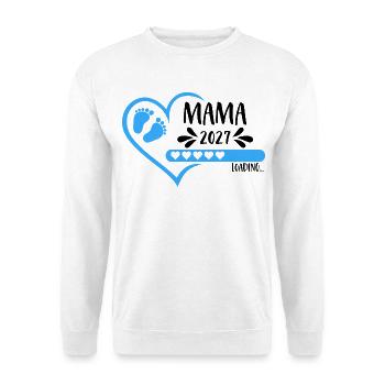 Mama 2027 loading Herz Babyfüße blau Junge - Unisex Pullover - Weiß - Vorne
