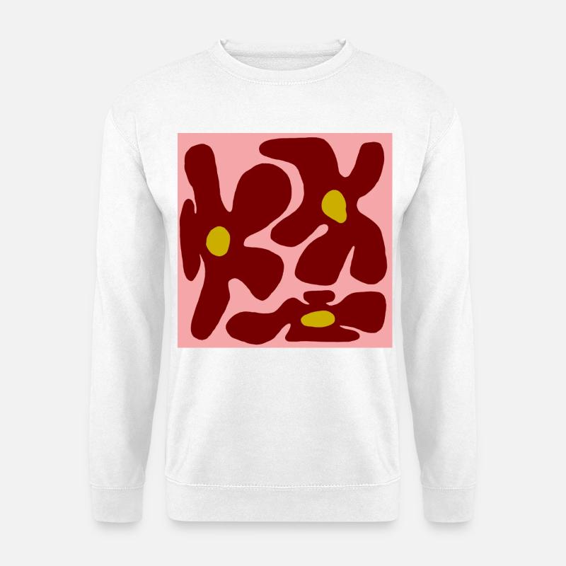 Rote Blumen Organisches Design -V2 - Unisex Pullover - Weiß
