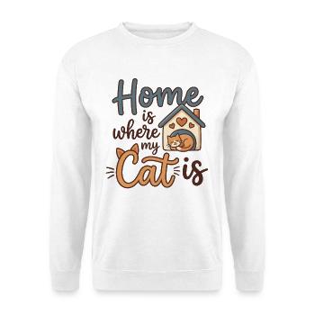 Chez moi, c’est là où est mon chat – motif de chat mignon - Sweat-shirt Unisexe - blanc - Devant