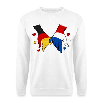 Deutschland Holland Flagge Händehalten - Unisex Pullover - Weiß - Vorne