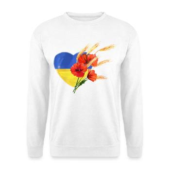 Herz der Ukraine - Mohnblumen & Goldener Weizen - Unisex Pullover - Weiß - Vorne