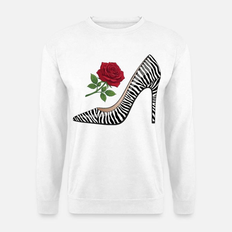 Zebra High Heel Rose - Unisex Pullover - Weiß
