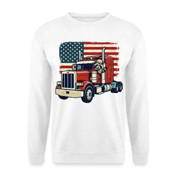 Trucker US Semi Truck Driver Raccoon - Unisex Sweatshirt - white - Front
