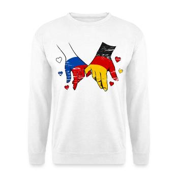 Russland Deutschland Flagge Händehalten  - Unisex Pullover - Weiß - Vorne