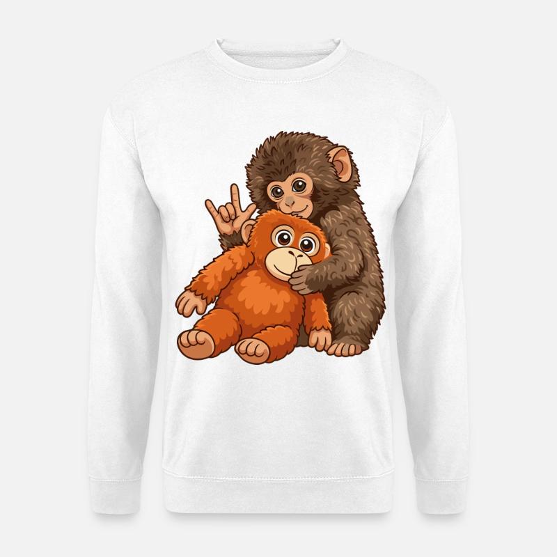 Monkey Punch Affe Süß Geschenk - Unisex Pullover - Weiß