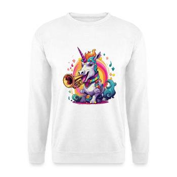 Unicorn Trompete im Regenbogenwirbel - Unisex Pullover - Weiß - Vorne