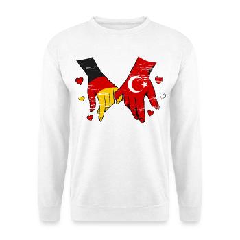 Deutschland Türkei Flaggen Händehalten used - Unisex Pullover - Weiß - Vorne