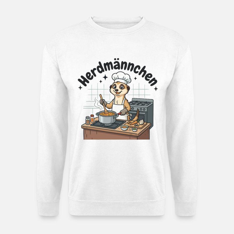 Herdmännchen Koch Erdmännchen am Herd  - Unisex Pullover - Weiß