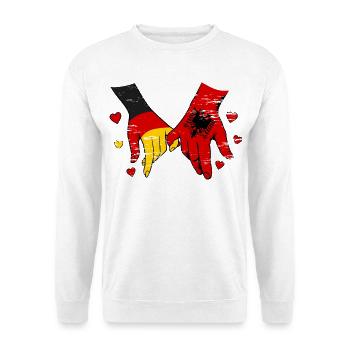 Drapeau Allemagne-Albanie se tenant la main utilisé - Sweat-shirt Unisexe - blanc - Devant