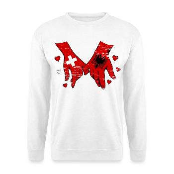 Switzerland Albania flag holding hands used - Unisex Sweatshirt - white - Front