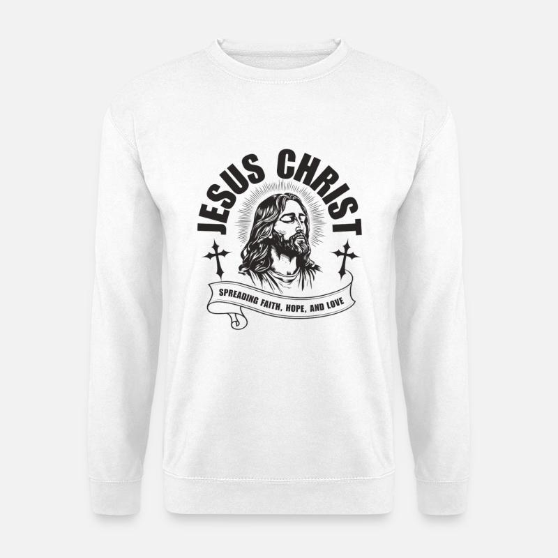 Jesus-Christus-Porträt mit Glaubensband - Unisex Pullover - Weiß