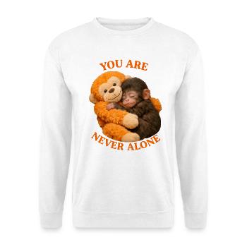 Baby Affe Punch mit Plüschaffen You're never alone - Unisex Pullover - Weiß - Vorne - Alina (178cm) & Michal (187cm)