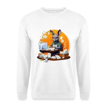 Bürohase im Papierchaos - Unisex Pullover - Weiß - Vorne - Alina (178cm) & Michal (187cm)