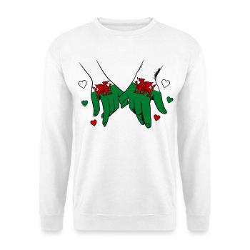 Wales_Flagge_Haendehalten - Unisex Pullover - Weiß - Vorne