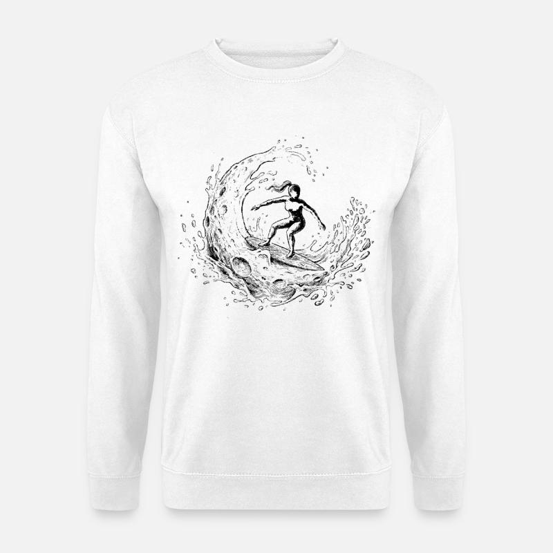 Kosmischer Mondsurfer - Unisex Pullover - Weiß