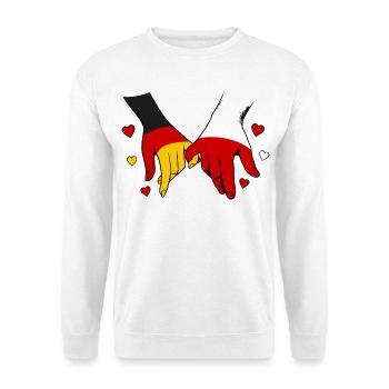Deutschland Polen Flaggen Händehalten - Unisex Pullover - Weiß - Vorne