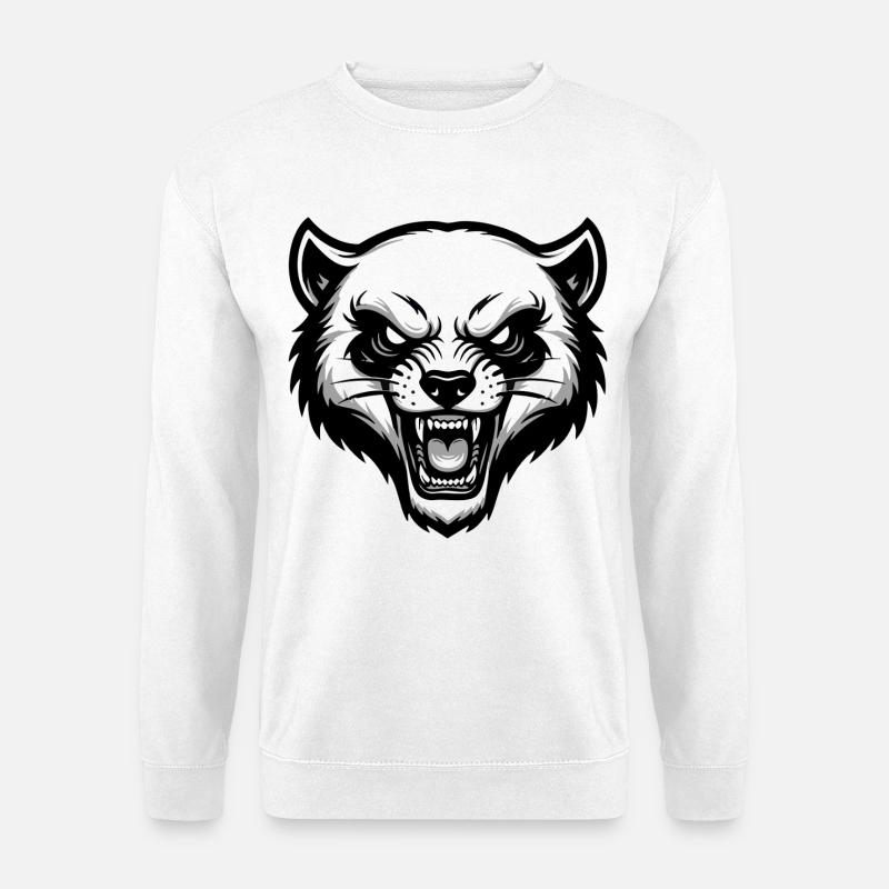 Wild Glutton Wolverine Maskottchen-Logo - Unisex Pullover - Weiß