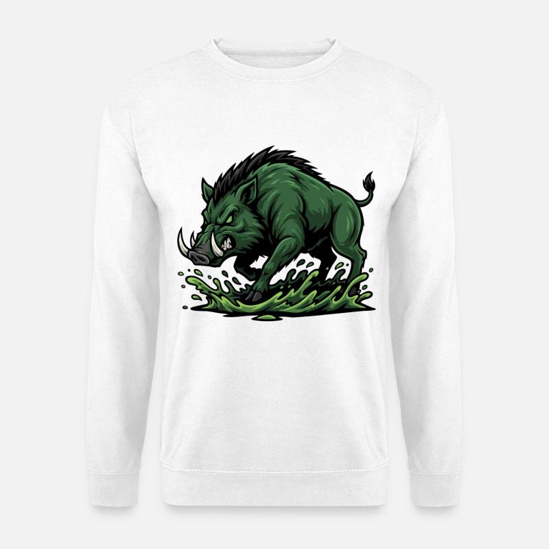 Wildschwein-Charge Maskottchen Wald-Wildschwein - Unisex Pullover - Weiß
