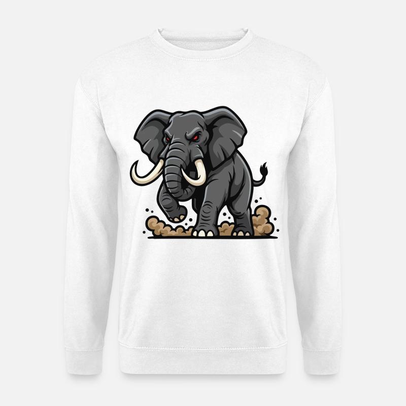Wild Elephant Charge Maskottchen Elefanten Power - Unisex Pullover - Weiß