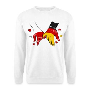 Polen_Deutschland_Flagge_Haendehalten_used - Sweat-shirt Unisexe - blanc - Devant
