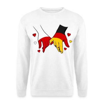 Polen_Deutschland_Flagge_Händehalten - Sweat-shirt Unisexe - blanc - Devant