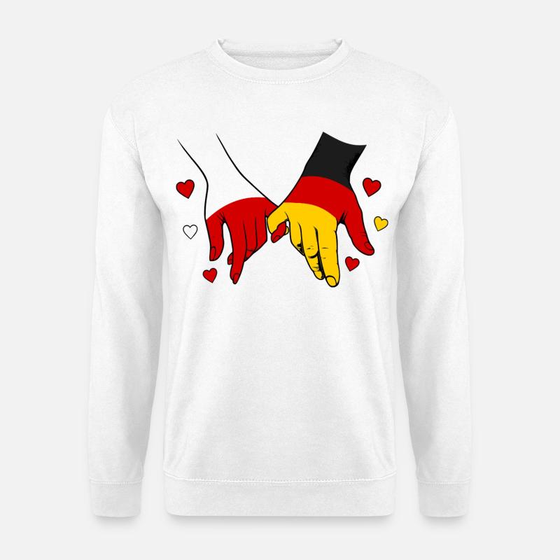 Polen_Deutschland_Flagge_Händehalten - Unisex Pullover - Weiß