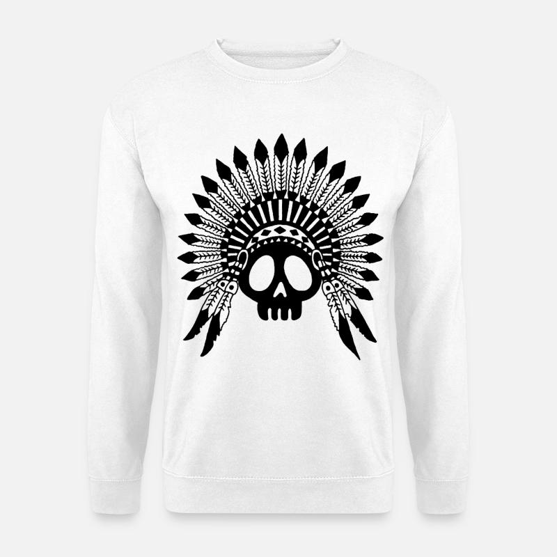 Indian Chief Skull (Schwarz) - Unisex Pullover - Weiß
