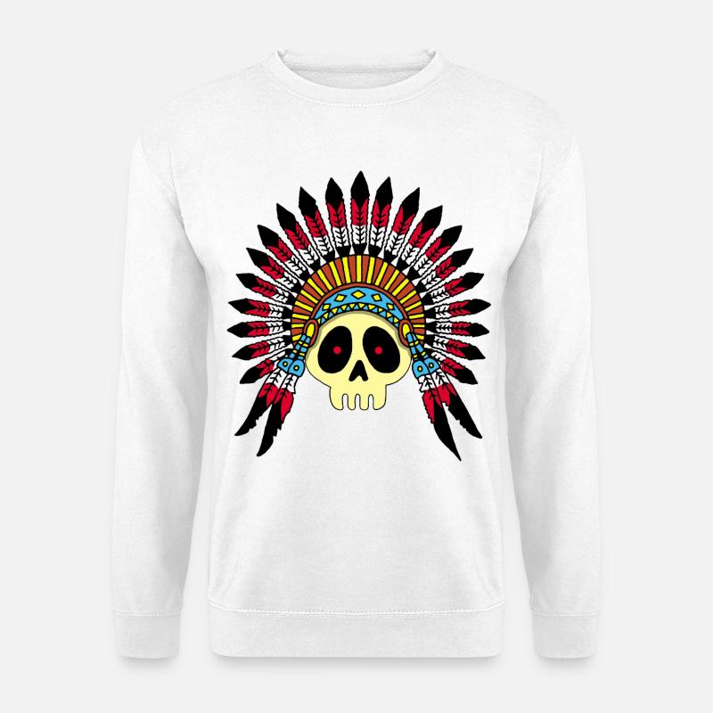 Indian Chief Skull (Farbe) - Unisex Pullover - Weiß