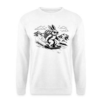 Snowboard Hase Osterhase Cool Easter Vibes - Unisex Pullover - Weiß - Vorne