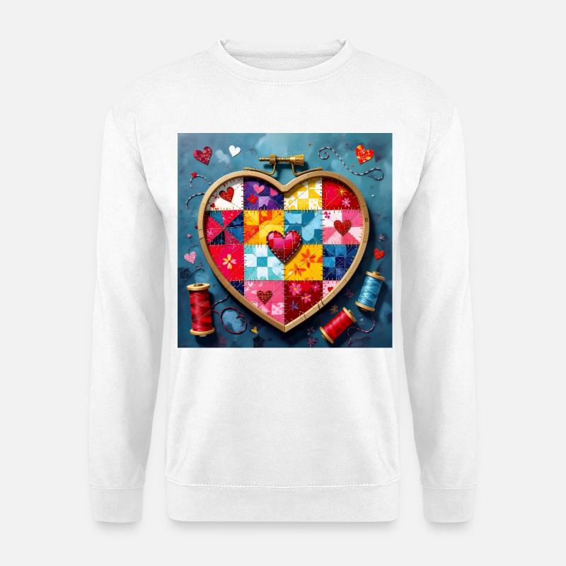 Art patchwork en cœur - Sweat-shirt Unisexe - blanc