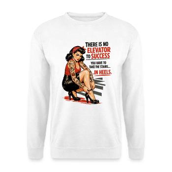 Pin-Up Retro Print: Success in Heels & Tattoos - Unisex Pullover - Weiß - Vorne