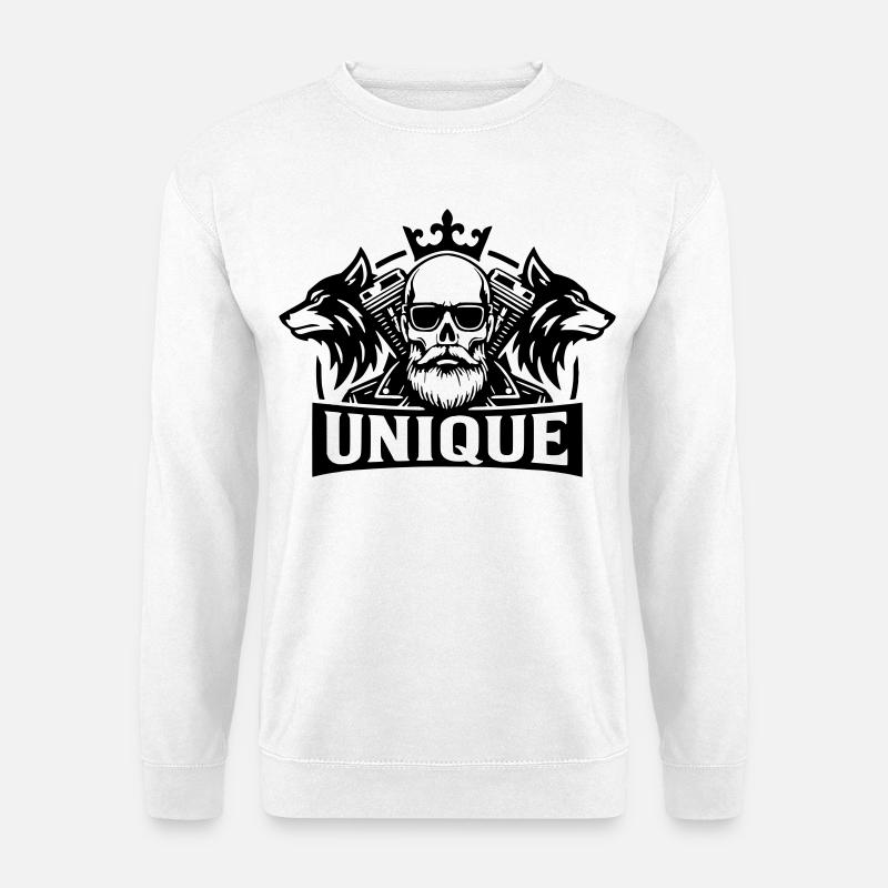 Unique Skull Wolf Biker Design - Unisex Sweatshirt - white