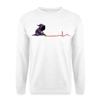 Dead Line EKG Sensenmann - Unisex Pullover - Weiß - Vorne - Alina (178cm) & Michal (187cm)