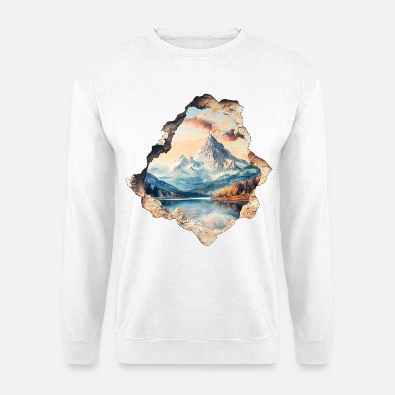 Berge Gebirge Wandern - Unisex Pullover - Weiß