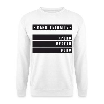 Menu Retraite (bandeau noir) - Sweat-shirt Unisexe - blanc - Devant