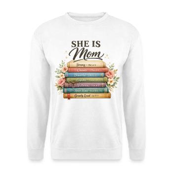 Bibelvers, Mama-Shirt – Stark, Schön, Auserwählt, - Unisex Pullover - Weiß - Vorne